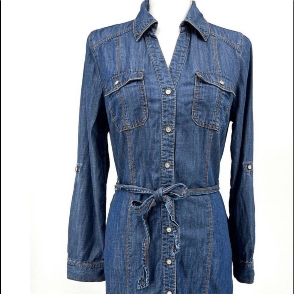 INC International Concepts Blue Denim Shirt Dress